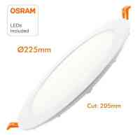 Einbau Round Downlight Φ 205mm inklusiv Osram LED Chip Ultreslim 20W, IP40