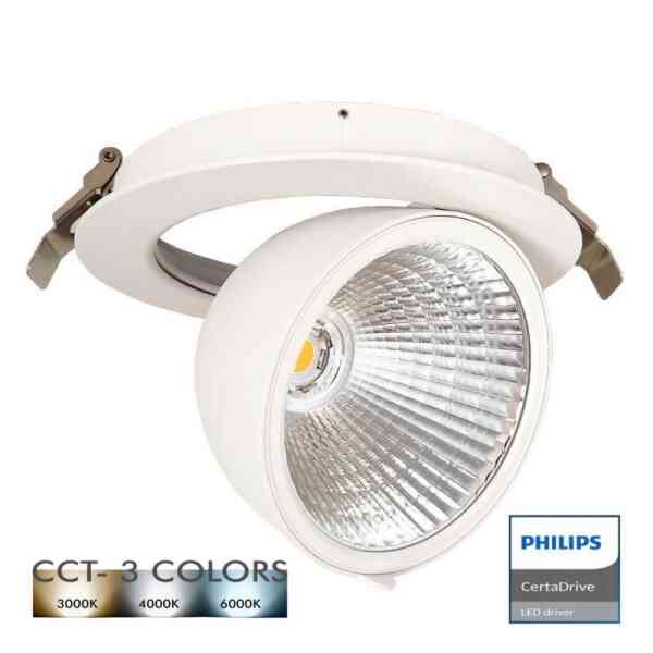 LED-Einbaustrahler Philips 30 W CCT | Schwenkbarer Spot | Büro- & Ladenbeleuchtung