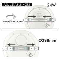 Einbau-/Anbau-LED-Leuchte 24W – 2‑in‑1 Downlight – Verstellbar Ø 65–280 mm – Weiß – CCT wählbar