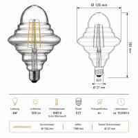 3er WOFI LED Filament E27 4W K125 Kreisel Vintage Klar 1800K Extra Warmweiß 300lm