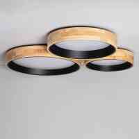 Holz LED-Deckenleuchte Schwarz 20W Rund Ø470 mm – CCT Wählbar, 2700K-6500K