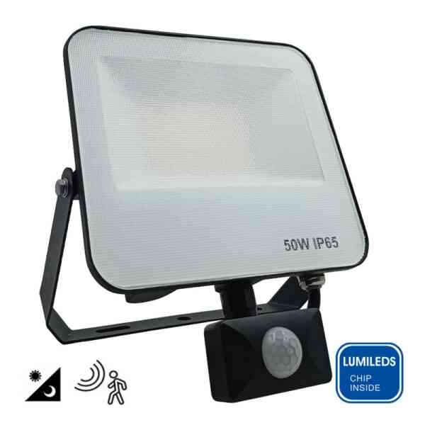 LED-Flutlicht 50W 140Lm/W – PIR-Bewegungssensor – IP65 – 4000K