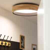 Holz LED-Deckenleuchte Schwarz 15W Rund Ø370 mm – CCT Wählbar, 2700K-6500K