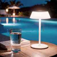 LED Solar Tischleuchte Kabellose 1,2W Metall | Warmweiß Außenbereich mit USB-C