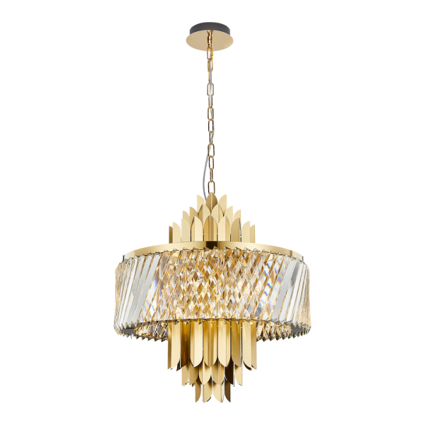 Kristall Kronleuchter Margaux Gold Ø55 cm 9xE14 Luxus Pendelleuchte Gold