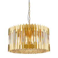 Kristall Kronleuchter Lexora Gold mit E14 Dimmbar Luxus Pendelleuchte Gold