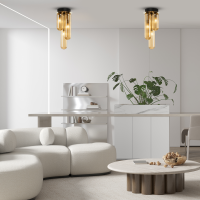 Deckenleuchte Velano Black Gold 3xG9 Dimmbar | Ø15 cm Moderne Designlampe Schwarz-Gold