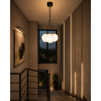 Pendelleuchte Valerio Black Gold 3xE14 mit Opalglas | Design Hängeleuchte Schwarz-Gold
