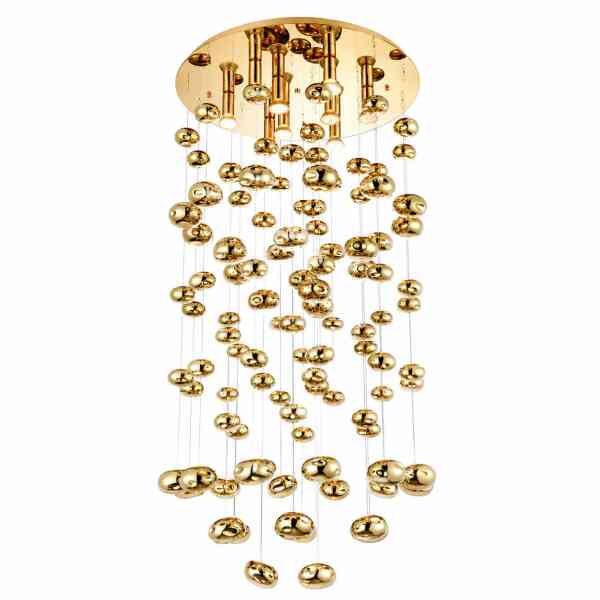 LUVIA 125 XL GOLD Pendelleuchte Ø60 cm Gold Glas 9x GU10 Designerleuchte