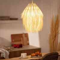 Rattan Pendelleuchte E27 Natur Ø35 cm – Boho Hängeleuchte aus Rattan für Esszimmer, Wohnzimmer & Schlafzimmer