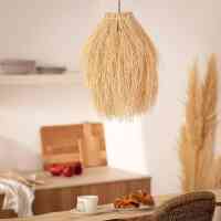 Rattan Pendelleuchte E27 Natur Ø35 cm – Boho Hängeleuchte aus Rattan für Esszimmer, Wohnzimmer & Schlafzimmer