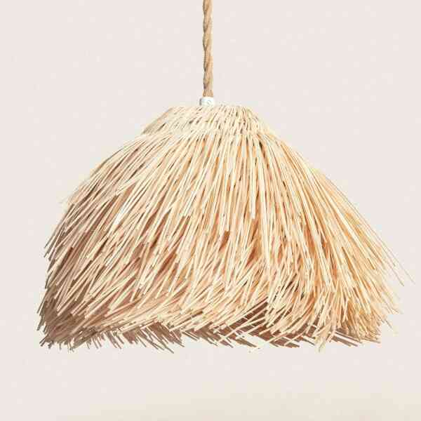 Rattan Pendelleuchte Bungarby E27 Ø35 cm Natur – Boho Hängeleuchte für Esszimmer, Wohnzimmer & Schlafzimmer