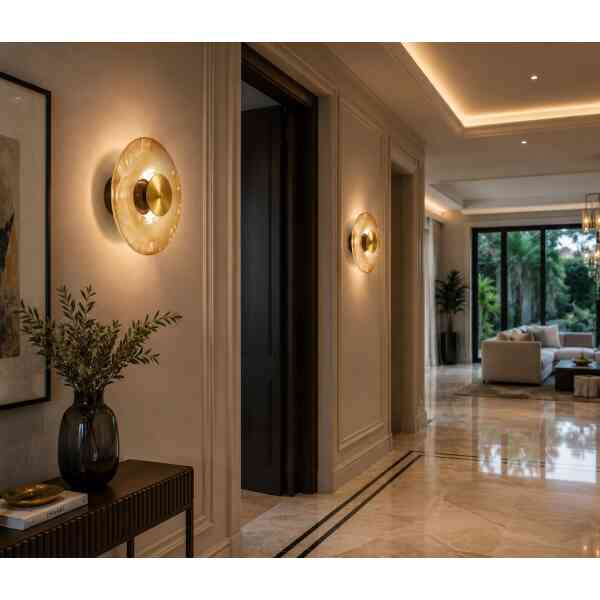 ANDORA WALL LED Wandleuchte Glas Amber Messing | 20 & 30 cm