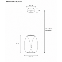 LED Pendelleuchte PAMELA 27 Amber  Ø27 cm Bernstein Glas 15W 3000K