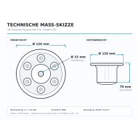 LED Fontänenbeleuchtung 6W IP68 Ø130 mm – Mittelöffnung: Ø 15 mm 12V Unterwasser-Ringleuchte für Springbrunnen