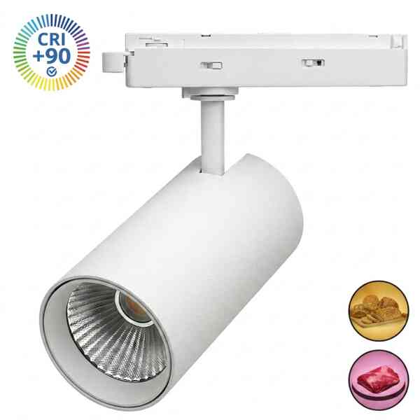 LED Schienenstrahler 28-40W 1-Phasen CRI >92 ideal für Bäckerei, Fleischerei Weiß