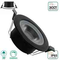 LED Einbaustrahler 6W Schwarz 3CCT TRIAC dimmbar IP65 Feuchtraum Ø68 mm